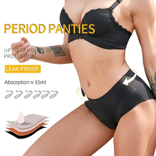 Women Menstrual Panties Leakproof Briefs 4-Layer Absorbent Maternity & Postpartum Underwear Seamless Bamboo Fiber Period Panties