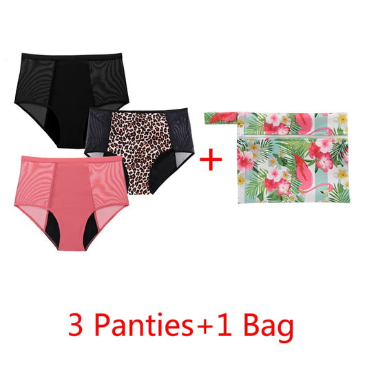 Menstrual Panties Heavy Flow Period Briefs 4-Layer Leakproof Maternity&Postpartum Underwear Fast Absorption Underpants With Bag