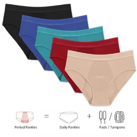 5pcs/lot Leak Proof Menstrual Panties Women Heavy Absorbency Four-layer Leakproof Women Period Underwear Women Lingerie 5Colors