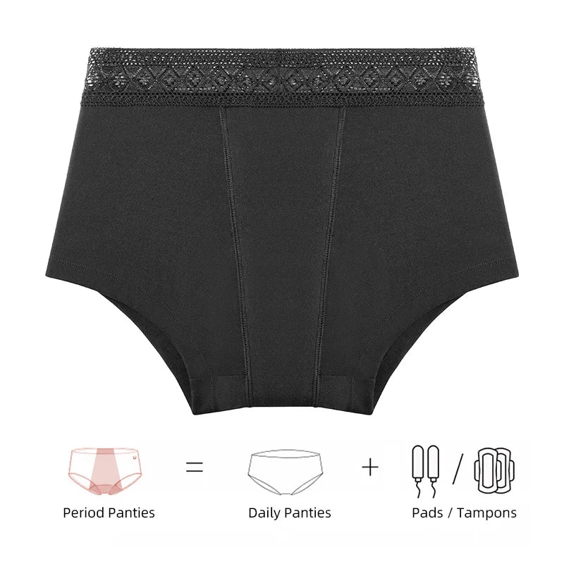 Heavy Flow Menstrual Panties 4-Layer Leak Proof Cotton Boyshorts Women Underwear Absorbent Overnight Period Boxers Briefs