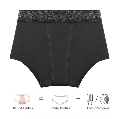 Heavy Flow Menstrual Panties 4-Layer Leak Proof Cotton Boyshorts Women Underwear Absorbent Overnight Period Boxers Briefs