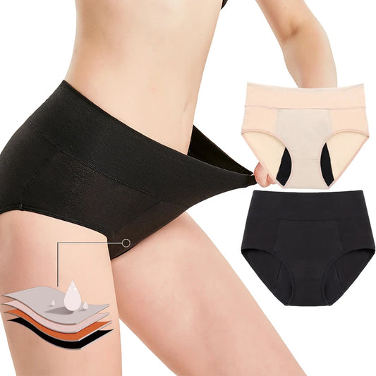 Women Menstrual Panties 4-Layer Leakproof Underwear Heavy Absorbency Breathable Cotton Girls Solid Classic Period Briefs XS-4XL